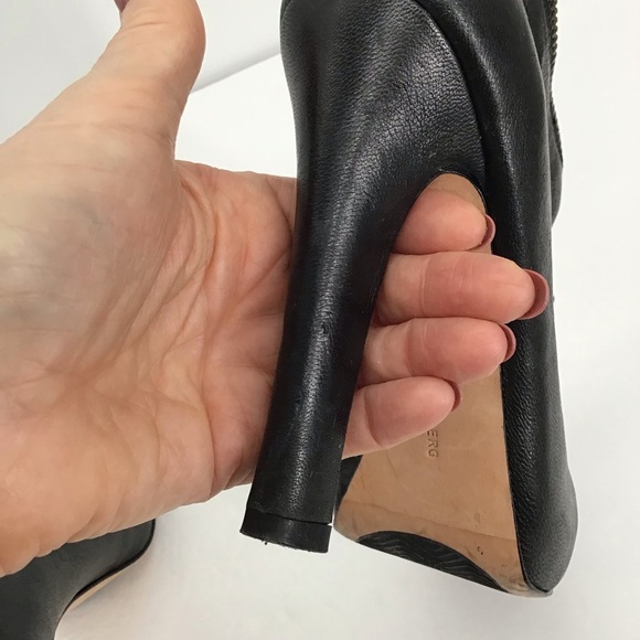 Diane Von Furstenberg Camilla Zipper Leather Booties Black Career Size 7.5 - Picture 10 of 12